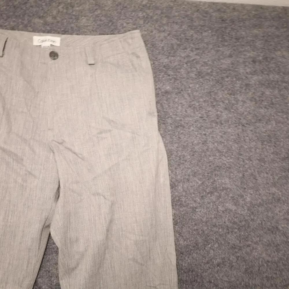 Calvin Klein Dress Pants Mens 32x30 Gray Wool Blend Stretch Flat Front Office